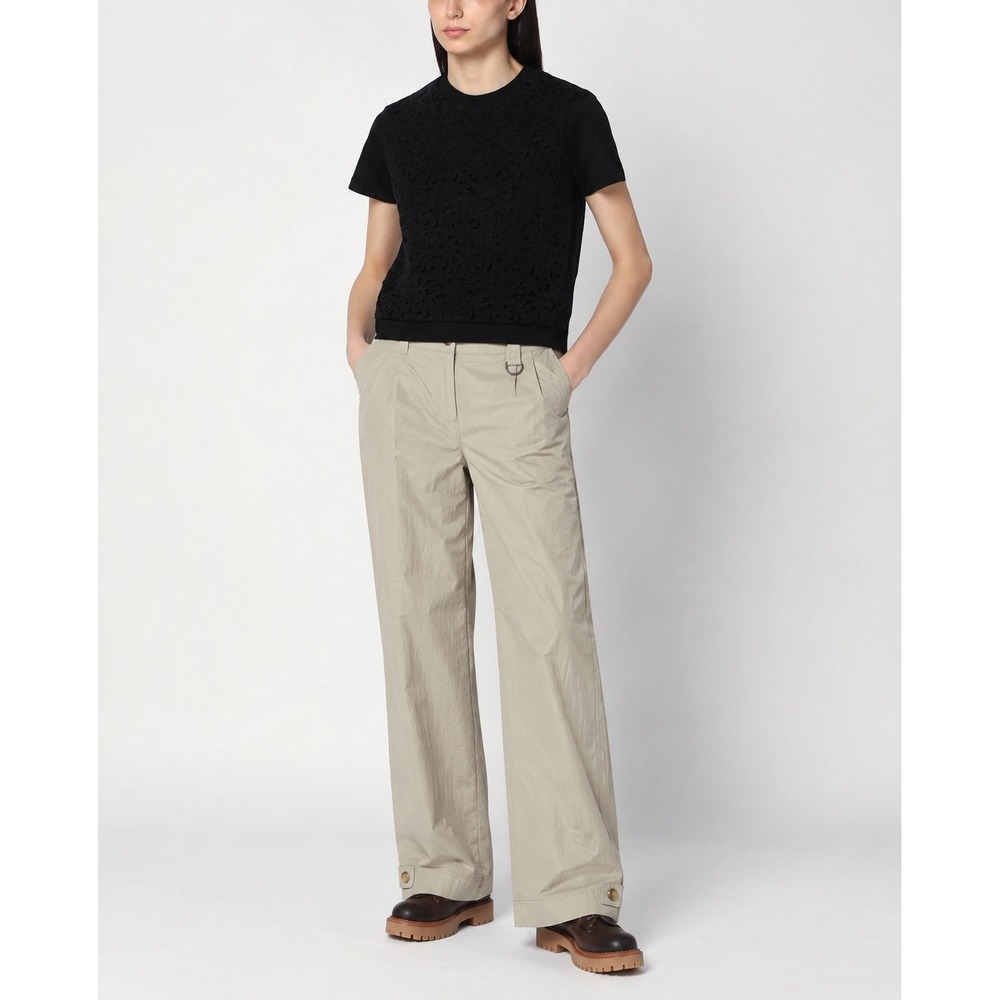 Lauren Ralph Lauren Ripstop Wide Leg Utility Pants Beige D-Ring Snap Cuff 12